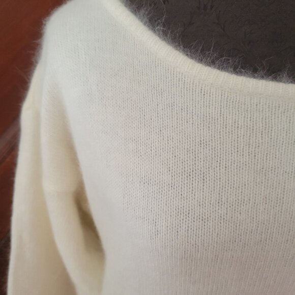 Vintage Cream Mohair & Wool Blend Sweater L - Picture 3 of 5